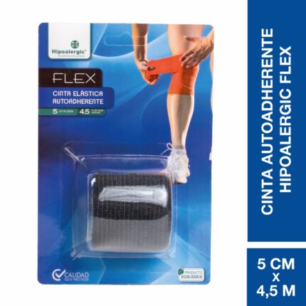 Hipoalergic Flex Cinta Elástica Autoadherente 5 cm x 4,5 m Negra (1 unidad)